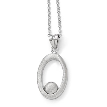 Leslie's Sterling Silver Polished & Scratch Finish Necklace w/1.5in ext