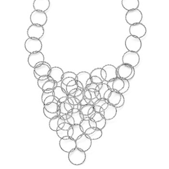 Leslie's Sterling Silver Polished and Textured Fancy Link Necklace