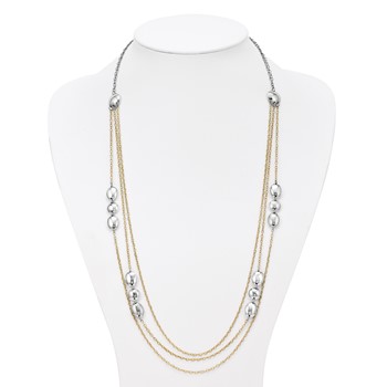 Leslie's Sterling Silver Polished Gold-tone Flash 24k-Plated Multistrand Fancy Necklace — alternate view
