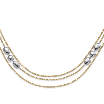 Leslie's Sterling Silver Polished Gold-tone Flash 24k-Plated Multistrand Fancy Necklace