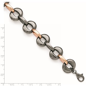 Leslie's Sterling Silver Ruthenium/Rose-tone Flash 24k Plated Bracelet — alternate view