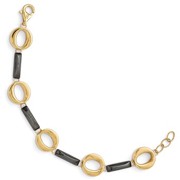 Leslie's Sterling Silver Ruthenium/Gold-tone Flash 24k Plated Bracelet — alternate view