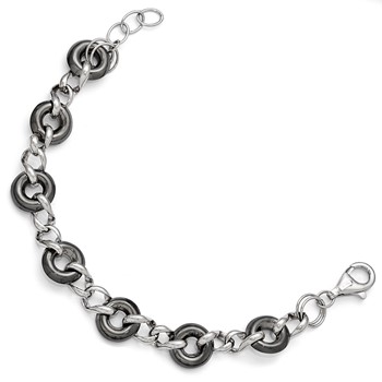 Leslie's Sterling Silver Ruthenium-plated Polished Link Bracelet — alternate view