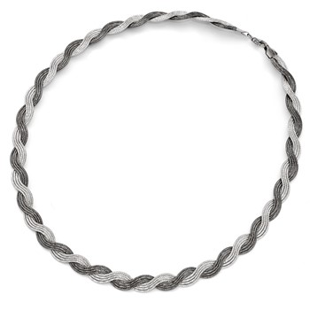 Leslie's Sterling Silver Ruthenium-plated Diamond-cut Necklace — alternate view