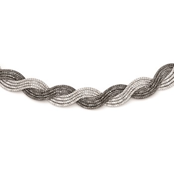 Leslie's Sterling Silver Ruthenium-plated Diamond-cut Necklace