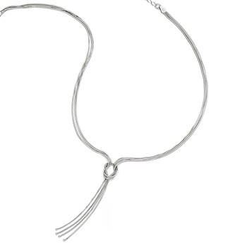 Leslie's Sterling Silver RH-plat Polish Fancy Knot w/2in ext. Necklace — alternate view