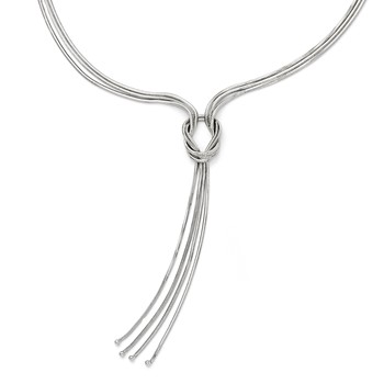 Leslie's Sterling Silver RH-plat Polish Fancy Knot w/2in ext. Necklace