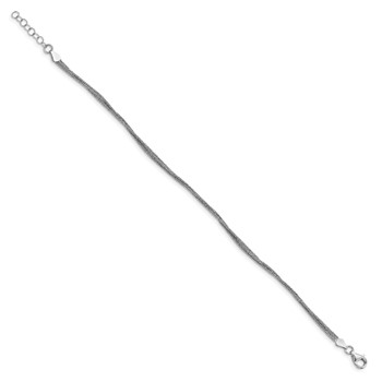Leslie's Sterling Silver Rhodium-plated 3-Strand 9 inch Plus 1 inch Extender - Total 10 inch Anklet — alternate view