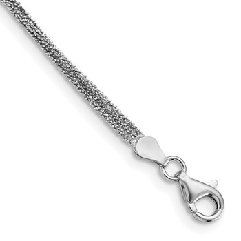 Leslie's Sterling Silver Rhodium-plated 3-Strand 9 inch Plus 1 inch Extender - Total 10 inch Anklet