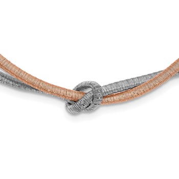 Leslie's Sterling Silver & Rose Gold-plated Multistrand Knot w/ 2in Ext Necklace