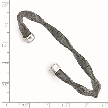 Leslie's Sterling Silver Black Rhodium-plated Textured Twisted Bracelet — alternate view