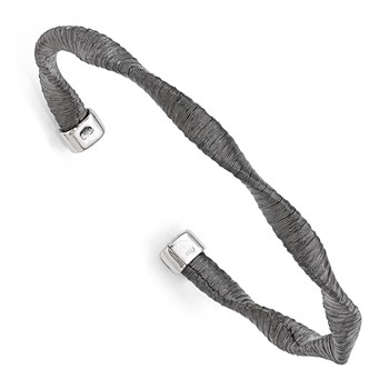 Leslie's Sterling Silver Black Rhodium-plated Textured Twisted Bracelet