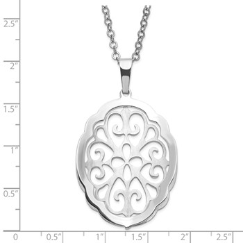 Leslie's Sterling Silver Rhodium Plated Polished & Satin Fancy Necklace — alternate view