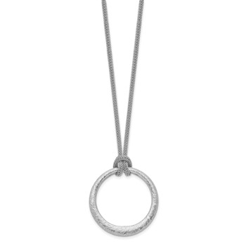 Leslie's Sterling Silver RH-plated Textured Circle Pendant Necklace — alternate view