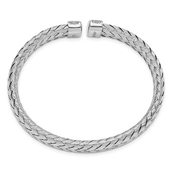 Leslie's Sterling Silver RH-plated CZ Woven Flexible Cuff — alternate view