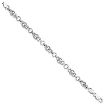 Leslie's Sterling Silver Rhodium-plated Polished/Textured Bracelet — alternate view