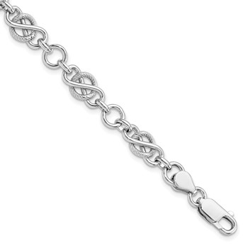 Leslie's Sterling Silver Rhodium-plated Polished/Textured Bracelet