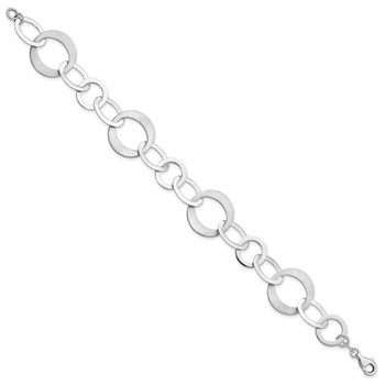 Leslie's Sterling Silver Rhodium-plated Polished and Brushed Link Bracelet — alternate view