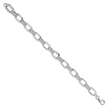 Leslie's Sterling Silver Rhodium-plated Polished and Textured Link Bracelet — alternate view