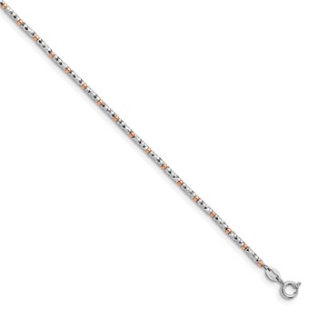 Leslie's Sterling Silver Rose Flash-plated Beaded  9 inch Plus 1 inch Extender - Total 10 inch Anklet
