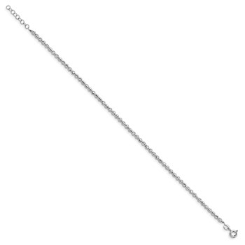 Leslie's Sterling Silver Rhodium-plated Beaded 9 inch Plus 1 inch Extender - Total 10 inch Anklet — alternate view