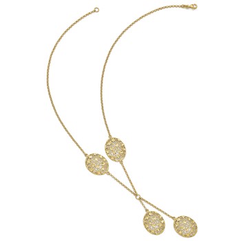 Leslie's Sterling Silver Gold-tone Filigree & D/C Oval Fancy Drop Necklace — alternate view