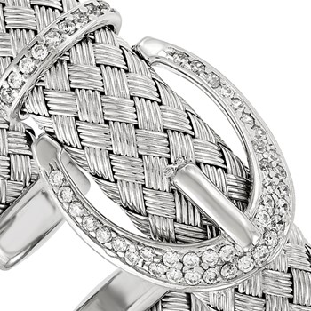 Leslie's Sterling Silver CZ Woven Flexible Cuff Bangle — alternate view