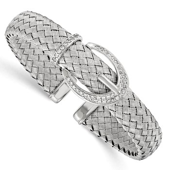 Leslie's Sterling Silver CZ Woven Flexible Cuff Bangle