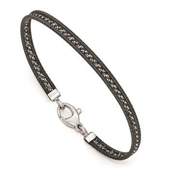 Leslie's Sterling Silver Ruthenium-plated Mesh Bracelet