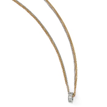 Leslie's Sterling Silver Rose & Yellow-tone CZ 3-Strand Necklace — alternate view