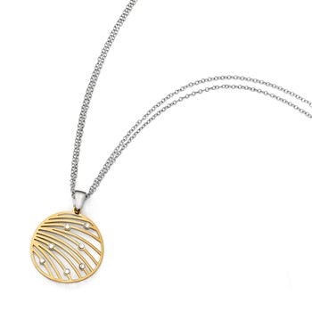 Leslie's Sterling Silver Gold-tone CZ w/2in ext. Necklace — alternate view