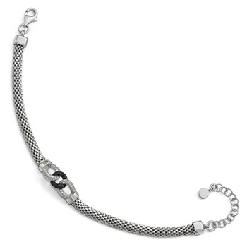 Leslie's Sterling Silver Black and White CZ with 1.5 ext. Bracelet — alternate view