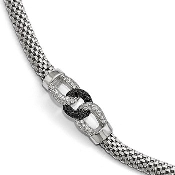 Leslie's Sterling Silver Black and White CZ with 1.5 ext. Bracelet