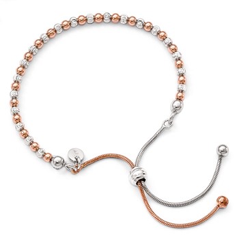 Leslie's Sterling Silver Rose Gold-plated D/C Adjustable Bracelet — alternate view