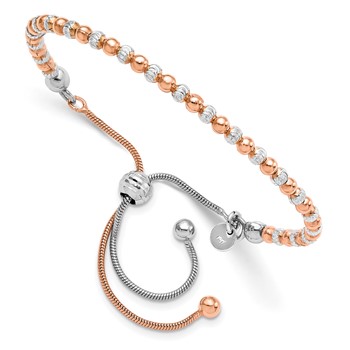 Leslie's Sterling Silver Rose Gold-plated D/C Adjustable Bracelet
