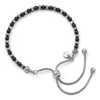 Leslie's Sterling Silver Ruthenium-plated D/C Adjustable Bracelet — alternate view