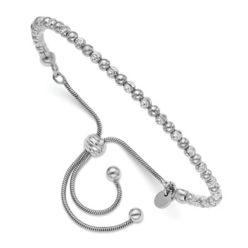 Leslie's Sterling Silver RH-plated D/C Bracelet Adjustable Bracelet