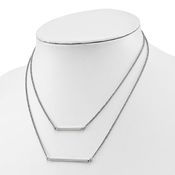 Leslie's Sterling Silver Double 1.4 mm Strand with 2in ext. Necklace — alternate view