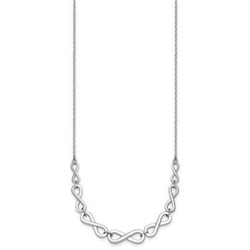 Leslie's Sterling Silver RH-plat Polished Infinity w/2in ext. Necklace — alternate view