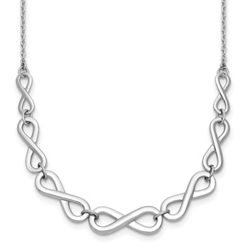 Leslie's Sterling Silver RH-plat Polished Infinity w/2in ext. Necklace