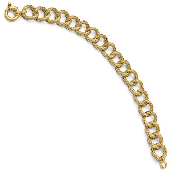 Leslie's Sterling Silver Gold-plated Polished Textured Bracelet- Fancy Spri — alternate view