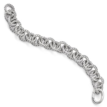 Leslie's Sterling Silver Polished Textured Bracelet- Hidden Clasp — alternate view