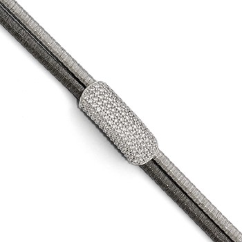 Leslie's Sterling Silver Ruthenium-plated CZ with 1.5in ext. Bracelet