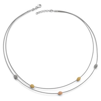Leslie's Sterling Silver Yellow & Rose-tone Mesh w/1in ext. Necklace — alternate view
