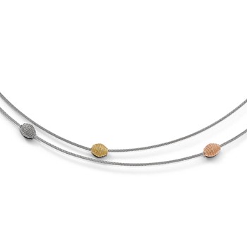 Leslie's Sterling Silver Yellow & Rose-tone Mesh w/1in ext. Necklace