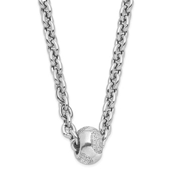 Leslie's Sterling Silver Polished CZ Bead Necklace