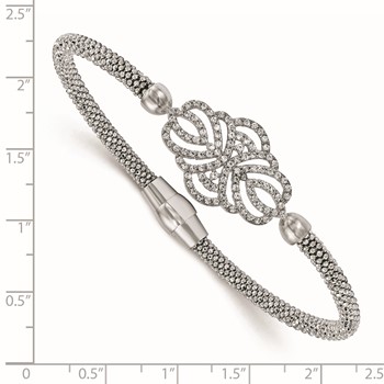 Leslie's Sterling Silver Polished Textured CZ Bracelet — alternate view