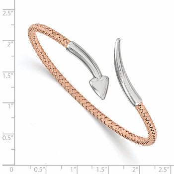 Leslie's Sterling Silver Rose Rhodium-plated Flexible Bangle — alternate view