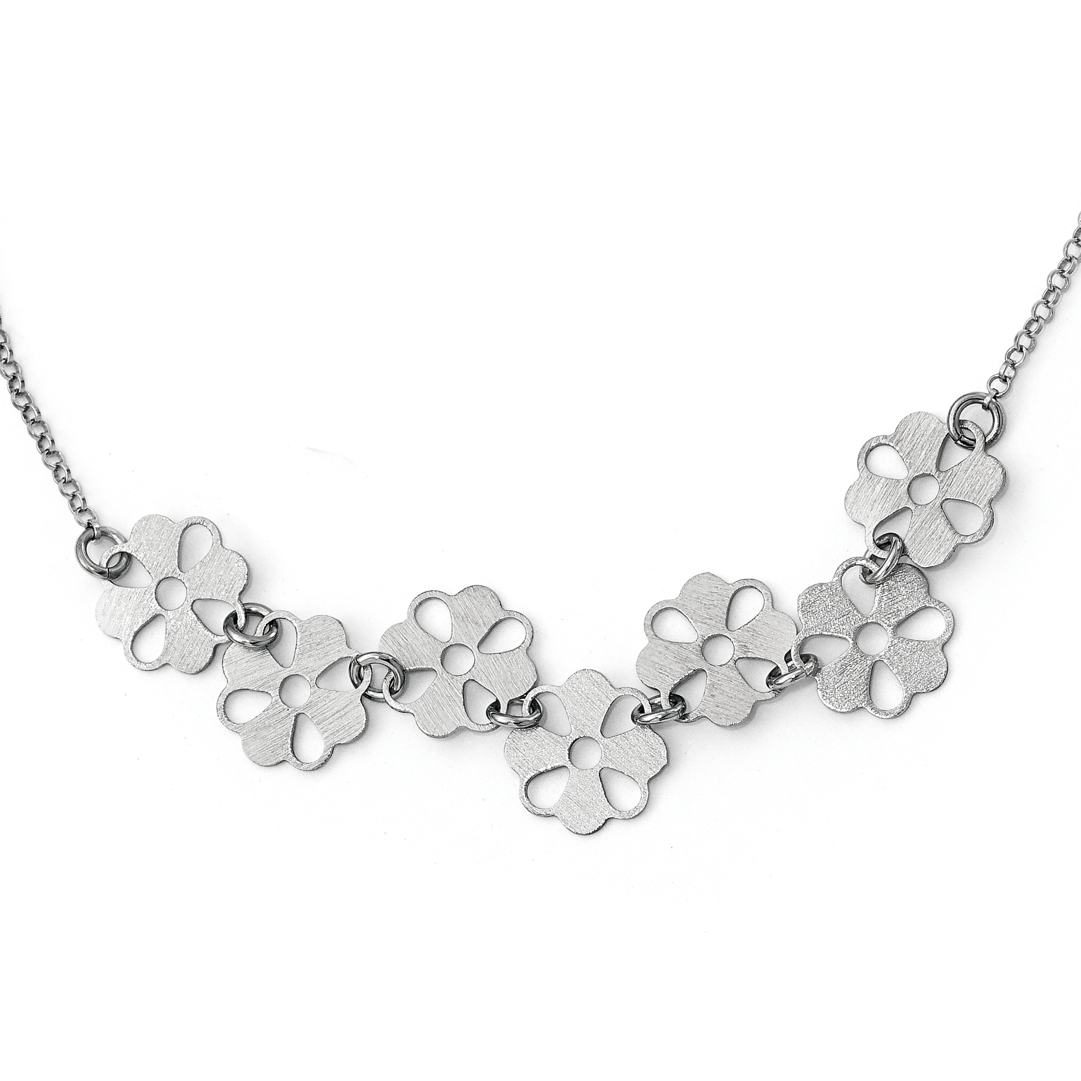 Leslie's Sterling Silver Brushed Flower Necklace - Quality Gold