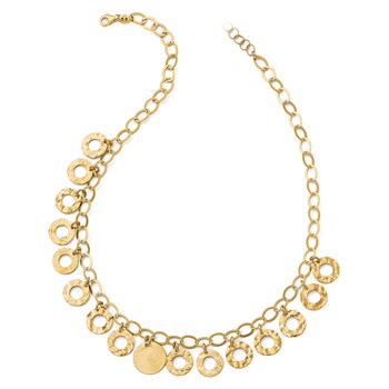 Leslie's Sterling Silver Gold-tone Circles w/ 2in ext. Necklace — alternate view